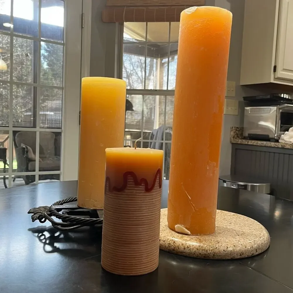 Pottery Barn Timber Pillar Cylindrical Centerpiece Long Burning Wax Candle 18”